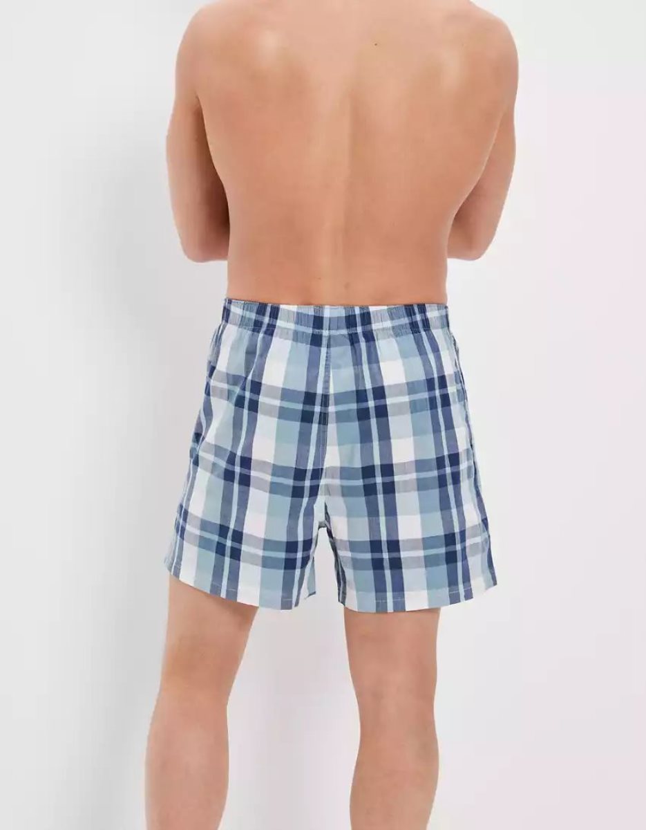 Shorts De Bain American Eagle AEO Plaid Stretch Blanche Homme | TXT-60064786